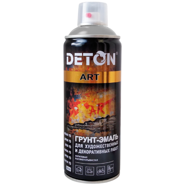 Deton 用于艺术和装饰作品的底漆珐琅 DETON ART 黑色，哑光，气雾剂 520 毫升 DTN-A70668 图片 – 阿斯特拉罕 | carpaint.kz