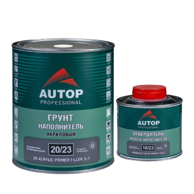 AUTOP 20/23 - 2K Грунт-наполнитель акриловый 3+1 - Белый, комплект с отвердителем, 1.0+0.33л ATP-PR20/23-1/P1 + ATP-HR10/23-033 – купить в Астрахани | Autop | carpaint.kz